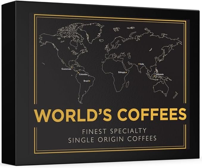 61uPHkLuycL._AC_SX679_.jpg Gourmet Coffee Gift Set - WORLD'S COFFEES | Ground Coffee 300g (6 x 50g) - 6 Finest Single Origin | Hamper Style Gift Idea for Him & Her - Image 1
