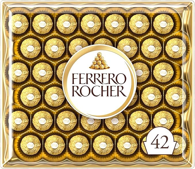 911ys2eUb7L._AC_SX679_.jpg Ferrero Rocher Chocolates Gift Box for Christmas 42 Pieces - Milk Chocolate and Hazelnuts - Gifts, Sharing, Special Occasions - (525g) - Image 1